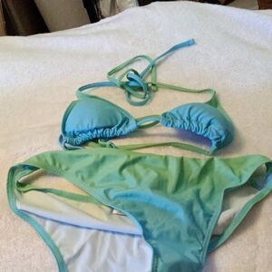 Women Size S Blue and Green Bikini Set